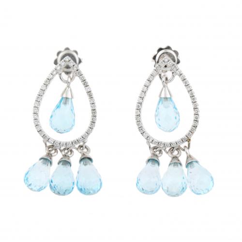 PENDIENTES CON DIAMANTES Y TOPACIOS.