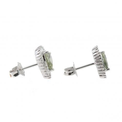 PENDIENTES DE ZAFIROS VERDES Y DIAMANTES.