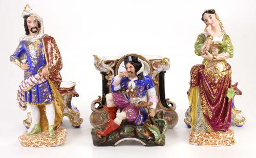 SPANISH TABLE LAMP WITH ACCOMPANYING ORNAMENTS, C 20th.