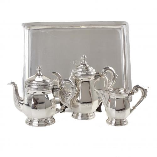 BARCELONA SILVER COFFEE AND TEA SET, MID C20th.