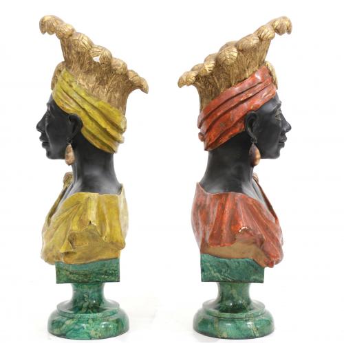 PAIR OF BLACKAMOOR BUSTS, FIRST HALF C20th.