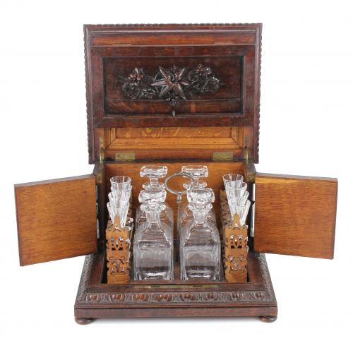 FRENCH DECANTER BOX, END C 19th.