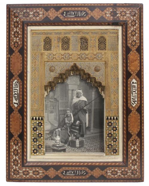 MOZARAB STYLE FRAME WITH PHOTOGRAPH, MID C20th.