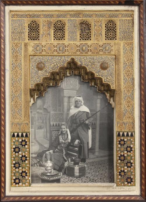 MOZARAB STYLE FRAME WITH PHOTOGRAPH, MID C20th.