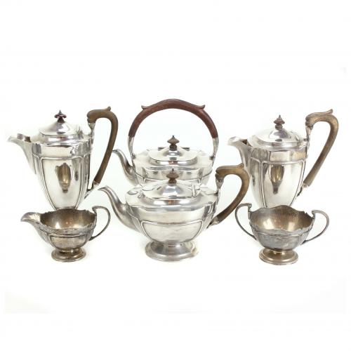 MAPPIN & WEBB. ENGLISH SILVER COFFEE AND TEA SET, EARLY C20