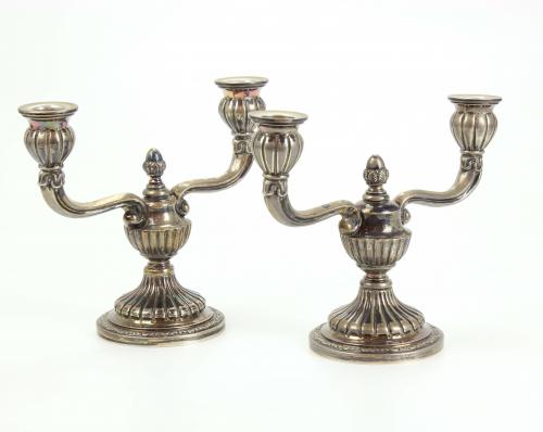 PAIR OF SPANISH SILVER  CANDELABRAS, MID C20th.