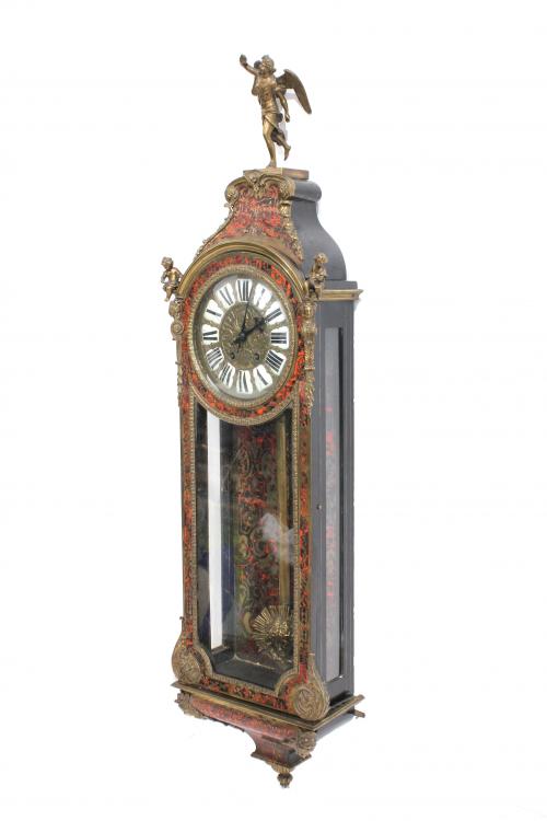 FRENCH WALL CLOCK WITH BOULLE MARQUETRY. END C19th