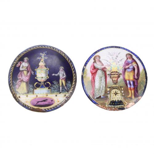 PAIR OF ENAMELS, PROBABLY ENGLISH, C18th.