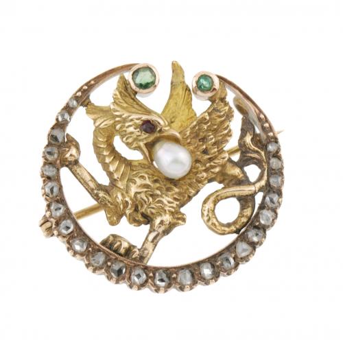 BROOCH- PENDANT WITH BASILISK, C20th.
