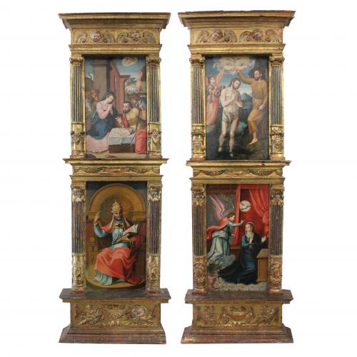 ESCUELA ESPAÑOLA, ÚLTIMO TERCIO SIGLO XVI. PAREJA DE RETABLOS.