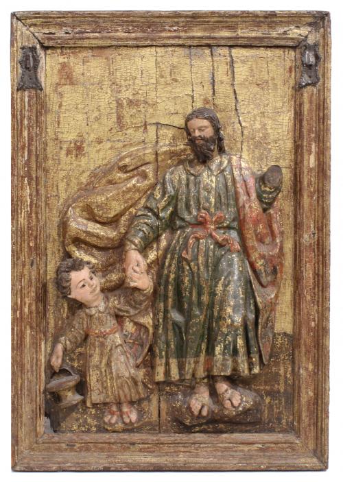 ESCUELA CASTELLANA, SIGLO XVI.  "SAN JOSÉ CON EL NIÑO".