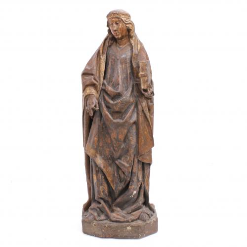 SPANISH FLAMENCO SCHOOL, CIRCA 1490. VIRGIN OF THE ANNUNCIATION OR SAINT.