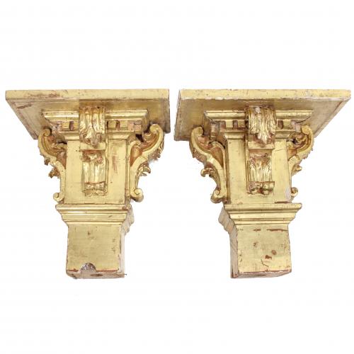SPANISH SCHOOL, C18th. "PAIR OF CORBELS".