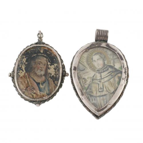 TWO SPANISH RELIQUARIES, C18th.