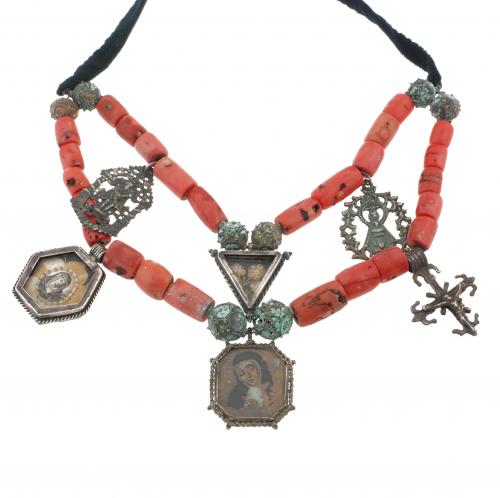 DOUBLE STRAND CORAL REGIONAL NECKLACE, C18th.