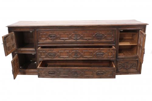 LARGE CABINET, PROBABLY SACRISTY CHEST OF DRAWERS, C18th.