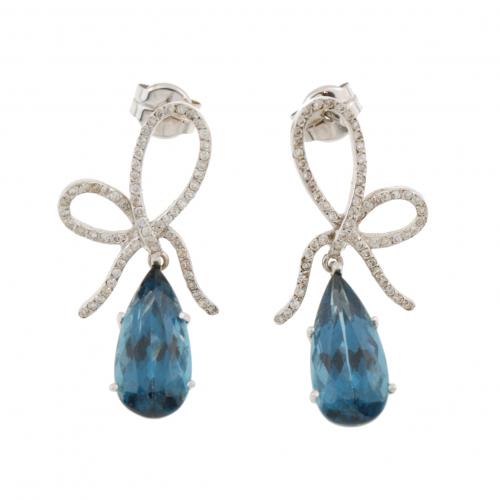 DIAMOND AND INDIGOLITE EARRINGS.