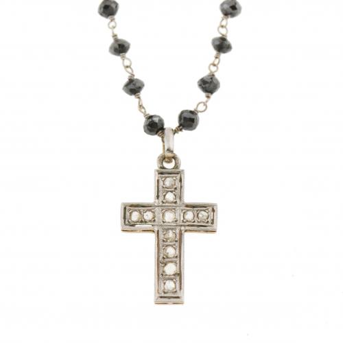 BLACK DIAMOND CROSS NECKLACE.