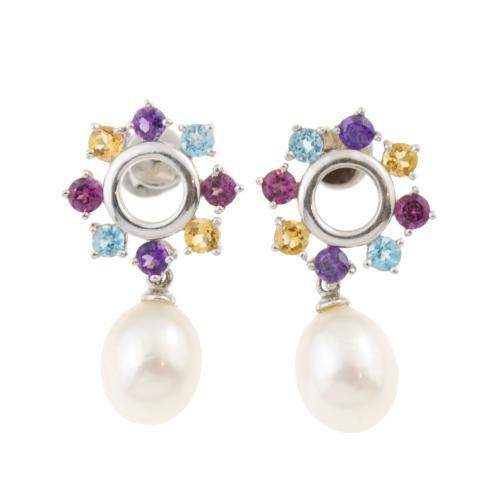 TUTTI FRUTTI PEARL EARRINGS.