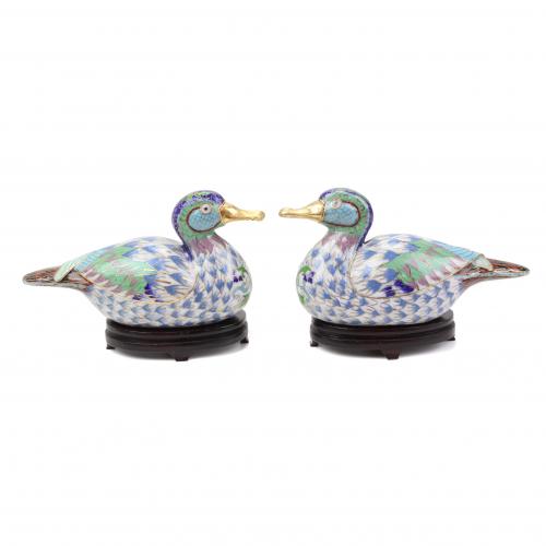 PAIR OF CHINESE DUCKS, C20th.