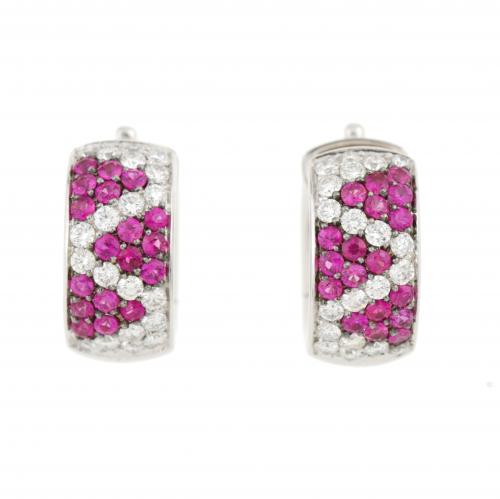 DIAMOND & RUBY EARRINGS. 