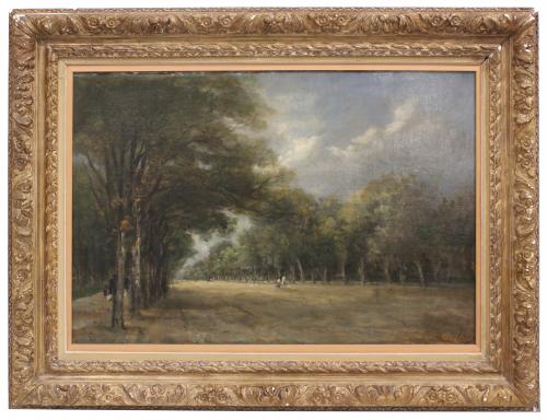 MARIE ABRAHAM ROSALBIN DE BUNCEY (1833-1891). "L'AVENUE DE MADRID IN THE BOIS DE BOULOGNE".