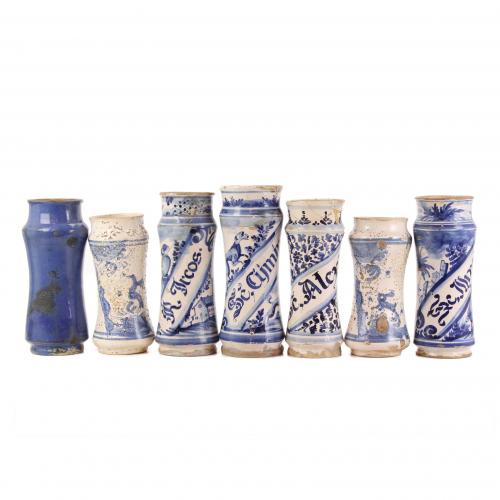 LOT OF SEVEN CATALAN AND ARAGONESE APOTHECARY JARS.