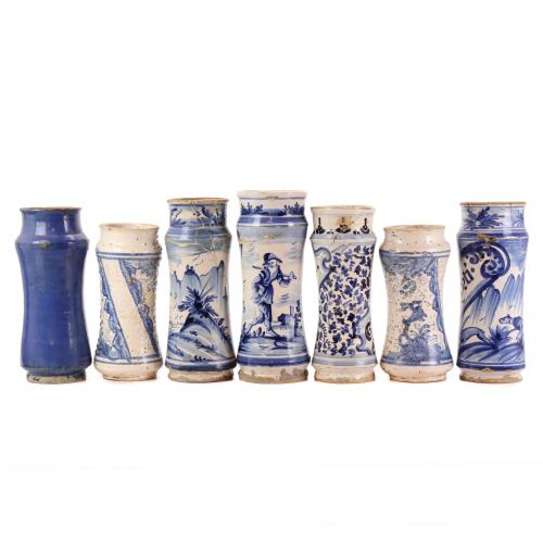 LOT OF SEVEN CATALAN AND ARAGONESE APOTHECARY JARS.