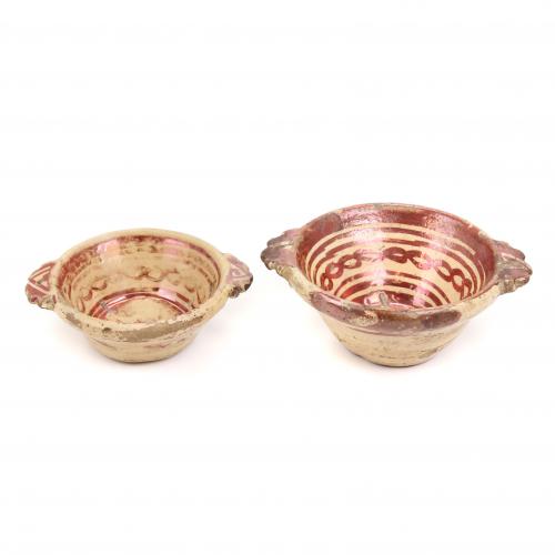 TWO OREJETAS DE MANISES BOWLS, C17th. 