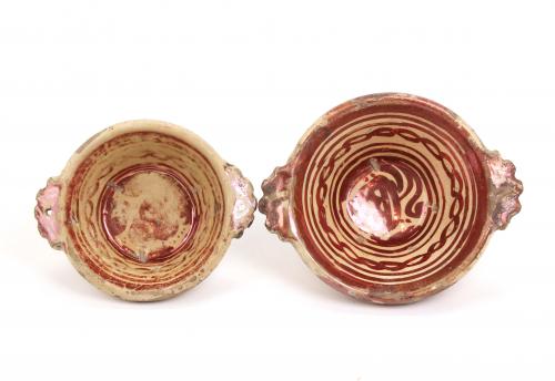 TWO OREJETAS DE MANISES BOWLS, C17th. 