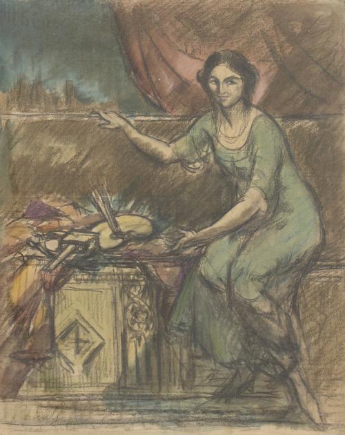 RICARD CANALS Y LLAMBI (1876-1931) DIBUJO PREPARATORIO PARA CARTEL DE LA EXPOSICIÓN UNIVERSAL DE 1929.