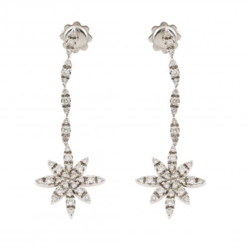 LONG DROP DIAMOND EARRINGS. 