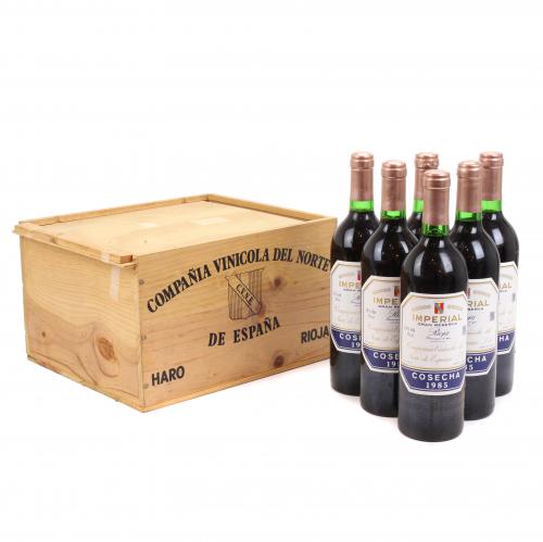 SIX BOTTLES OF C.V.N.E. IMPERIAL, GRAN RESERVA, HARO-RIOJA, 1985.