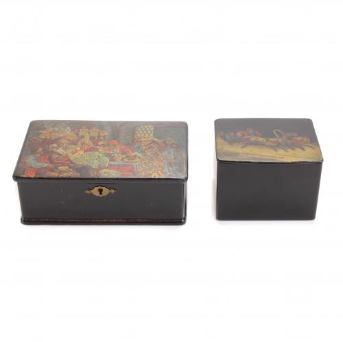 DOS CAJAS RUSAS IMPERIALES "TROIKA" Y "LA BODA DE UN BOYARDO", PPS. SIGLO XX. 