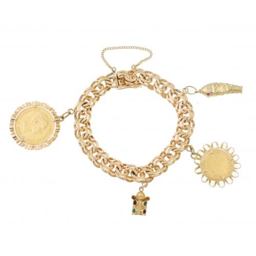 CHARM AND COIN BRACELET.