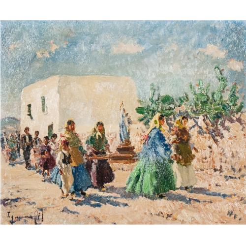 IGNACIO GIL (1913-2003). "IBIZAN PROCESSION".