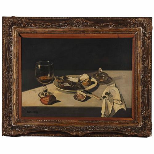 RAFAEL DURANCAMPS (1891-1979). "STILL LIFE WITH OYSTERS".