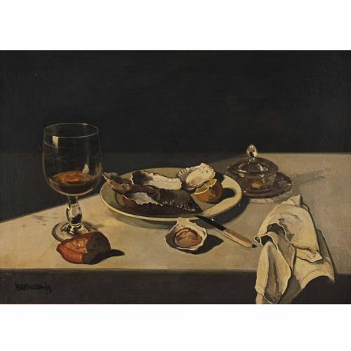 RAFAEL DURANCAMPS (1891-1979). "STILL LIFE WITH OYSTERS".