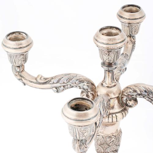 PAIR OF SPANISH SILVER CANDELABRAS, C20th.