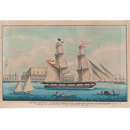 GIOVANNI LUZZO (SIGLO XIX). "THE SPANISH POLACCA 'LA DESEADA'" 1847