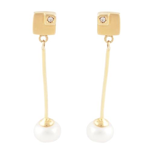 GOLD AND PEARL EARRINGS.