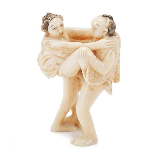JAPANESE SCHOOL, MEIJI PERIOD, EARLY C20th. EROTIC NETSUKE.