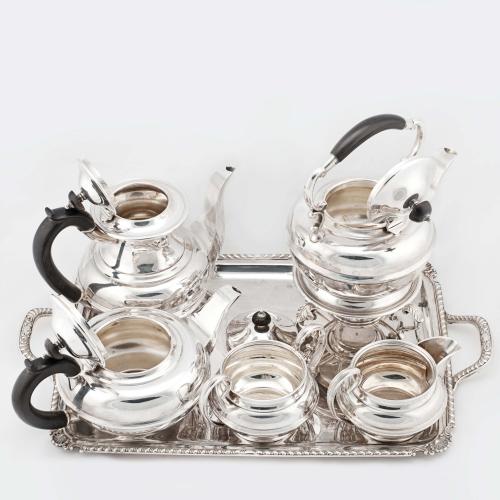 ARGENTINIAN TEA AND COFFEE SET WITH SPANISH SILVER TRAY, MI