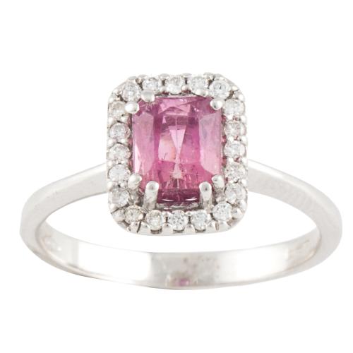 WHITE GOLD, TOURMALINE AND DIAMOND RING.