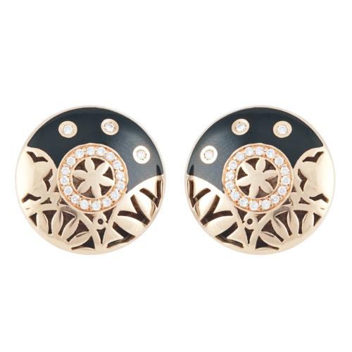 YELLO GOLD ONYX AND DIAMOND EARRINGS