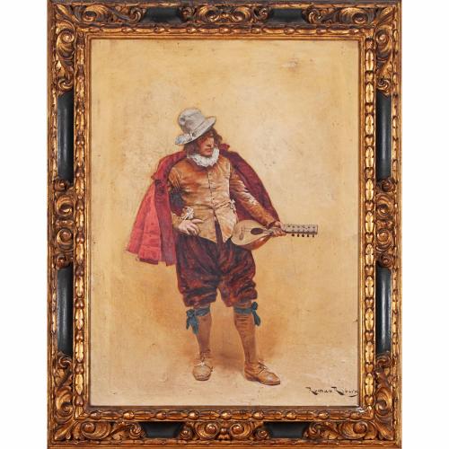 ROMÁN RIBERA CIRERA (1848-1935). "YOUNG MAN WITH MANDOLIN".