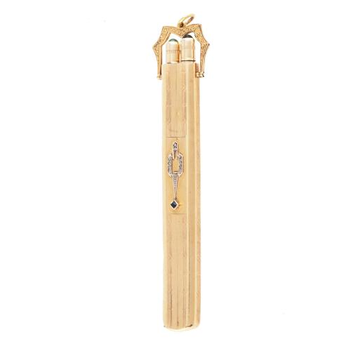 GOLD PENCIL CASE PENDANT.
