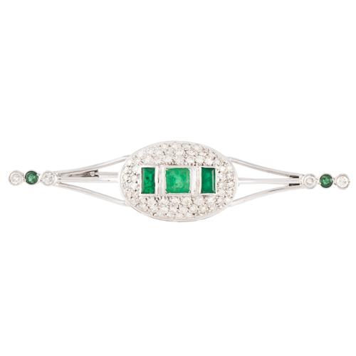 DIAMOND AND EMERALD BROOCH. 