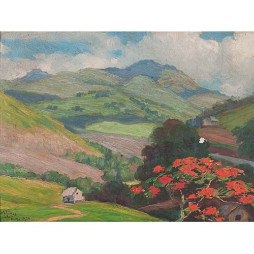 MIGUEL POU BECERRA (1880-1968). "PUERTO RICAN LANDSCAPE".1933.