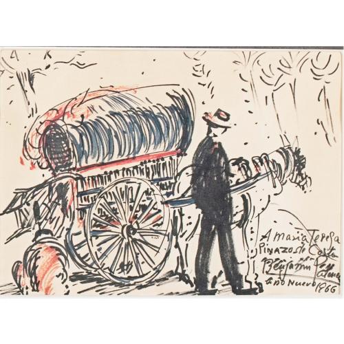 BENJAMÍN PALENCIA (1894-1980). "CAMPESINO CON CARRO", 1966.